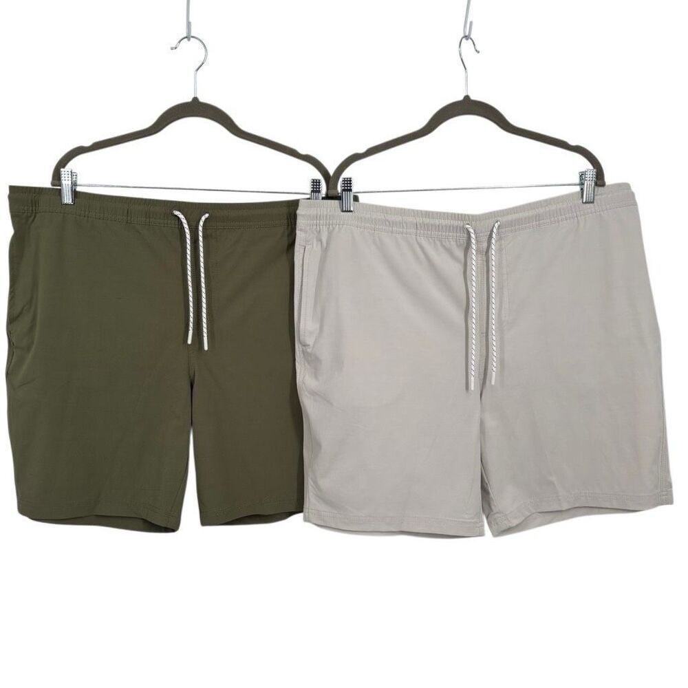 Great Lakes Northern Outfitter Set of 2 Pull-on Shorts Green /Cream Men's XL NWT
